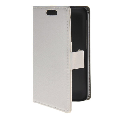 

MOONCASE Slim Leather Side Flip Wallet Card Holder Pouch with Kickstand Shell Back Case Cover for HTC Desire 310 White