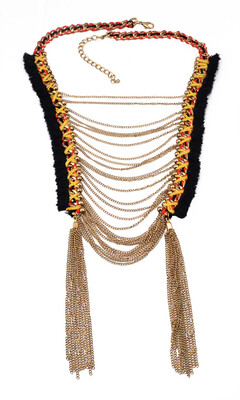 

Idealway Bohemian Weave Chain Handmade Big H Shape Multilayer Chain Tassel Thread Long Pendant Necklace Women Jewelry