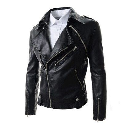 

Zogaa New Men's Leather Clothing Slim Lapel Short