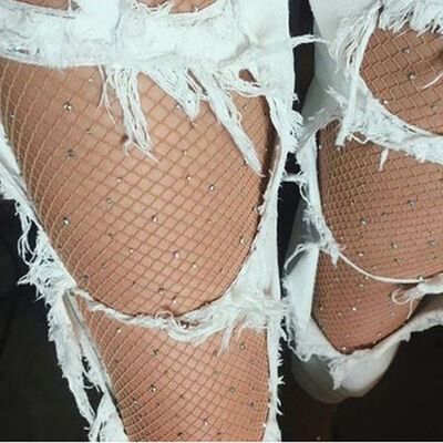 

Женщины Кристалл Rhinestone Fishnet Эластичные чулки Big Fish Net Колготки Колготки