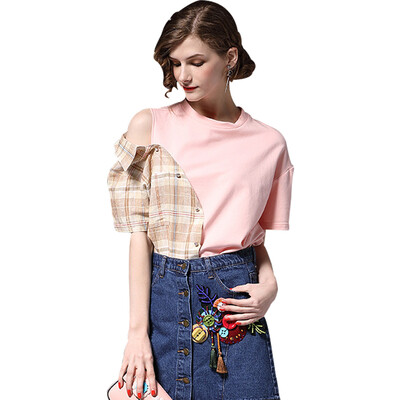 

BURDULLY New 2018 Loose T shirt Women Summer Brand Tee Tops Short Sleeve Cotton Patchwork T shirt Mujer O-neck T-shirt Harajuku