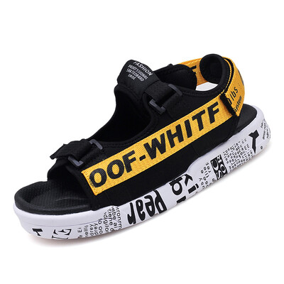 

Damaizhang High Quality Men Fashion Sandal Letter Print Soft Casual Summer Outdoor Slipper Beach Shoes