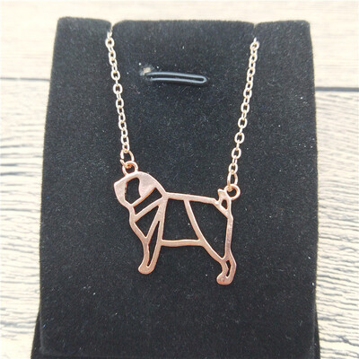 

New Origami Pug Necklace Trendy Style Origami Pug Pendant Necklace Women Fashion Pet Dog Jewellery
