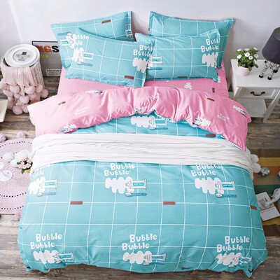 

Cotton Striped Lattice Bedding Set Full Queen Super King Size Duvet Cover Bed Sheet Pillowcase Soft Kids 4pc Bedclothes