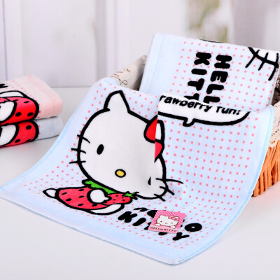 

Yaguang towel textile Hello Kitty Hello Kitty Love Strawberry cotton cartoon printing velvet towel blue 92g Article 34 76cm