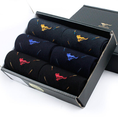 

Seven wolves SEPTWOLVES socks male combed cotton sweat breathable 6 double dark gift box all 90678