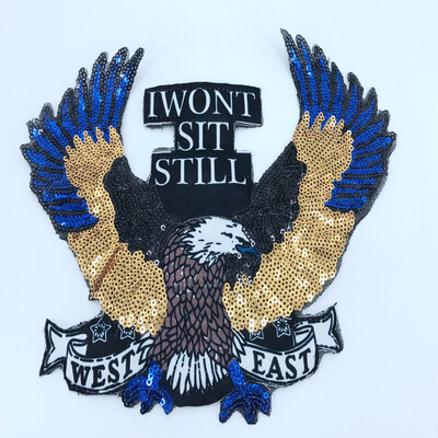 

blue sequins applique iron embroidered patches trim such as picture
