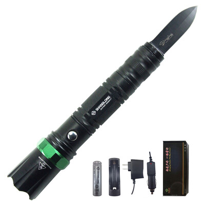 

Shanglong outdoor hand-held knife T6 high lumens light flashlight with safety hammer combination of camping survival multi-function knife rechargeable LED long-range waterproof anti-wolf anti-personal defense E68