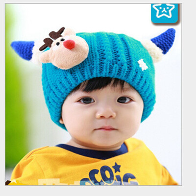 

Buebos Ninos Hot-Seller Children Hat Super Cute Christmas Deer Cashmere Knitted Kids Baby Unisex Hat Fall Winter Christmas Gift