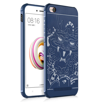 

Goowiiz Phone Case For Xiaomi Redmi 4X5A Carved Dragon Thin Matte soft Silicone Prevent falling