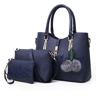 

Fashion Handbags Embroidered Flowers Three Piece Printing Shoulder Bags