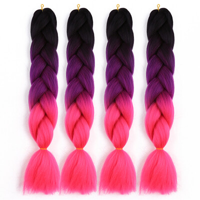 

63 Colors 4 piecelot Synthetic 2T3T4T High Temperature Fiber Ombre Braiding Hair 24 inch Jumbo Braids Hair Extensions