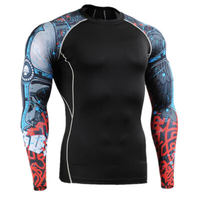 

Mens MMA Fitness T Shirts Fashion 3D Tee Wolf Long Sleeve Compression Shirt Bodybuilding Crossfit Brand Clothing Fitness