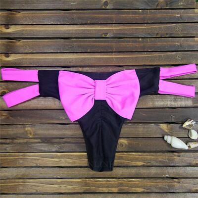 

Sexy Big Bowknot Patchwork Thong Bikini Bottom T-Back Women Swimsuit String Beachwear Swimwear Female Bathing Suit
