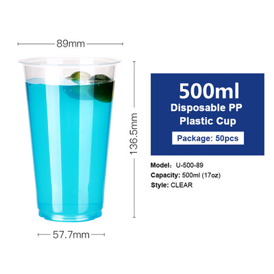 

OTOR 500ml660ml Disposable Juice Cups with Lids PP Clear Cup for Hot & Cold Drinks Iced Coffee Bubble Boba Smoothie 50pcs
