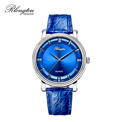 

RlongTou Wrist watch men Enchanting blue series 105M-P-A Steel colored blue surface drilled belt