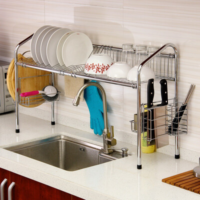 

Ou Runzhe sink rack multi-function double-slot reinforced dishes knife chopping board wash basin drain storage rack