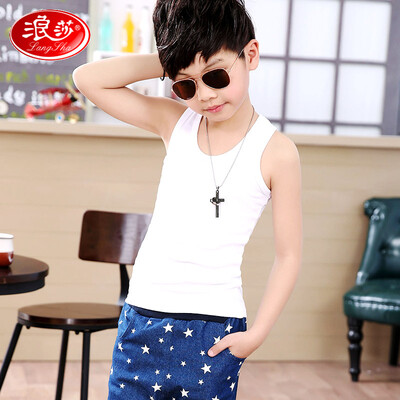 

Langsha childrens vest girls sling cotton summer girl big boy boy underwear white 110
