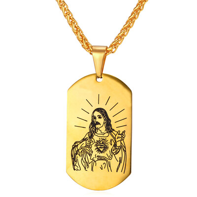 

U7 Иисус Часть собак тегов слайд кулон ожерелье Женщины Мужчины ювелирные изделия Позолоченные из нержавеющей стали хип-хоп стиль цепи ожерелье