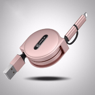 

Cafele 2 in 1 Micro USB Cable for iPhone Mini USB Cable Retractable Portable Charging Cable for iPhone 8 7 6 5 Xiaomi Redmi 4X