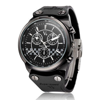 

V6 брендов-Relojes Мужчина для наручных часов Мужские кварцевые часы Повседневная Мужчины военные часы наручные часы Спортивные часы Кожа Часы V0252B