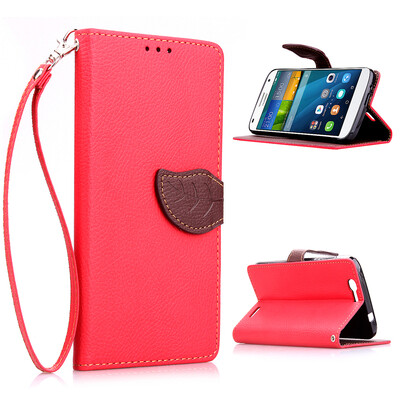 

MOONCASE [Leaves Magnetic Button] Premium PU Leather Flip Wallet Card Slot Bracket Back Case Cover for Huawei Ascend G7