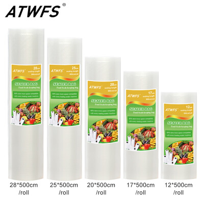 ATWFS Vacuum Packaging Rolls Vacuum Plastic Bag Storage Bags home Vacuum Sealer Food Saver 1217202528cm500cm 5 RollsLot