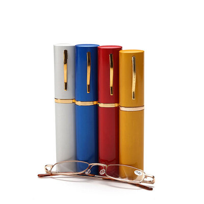 

Мужские очки для чтения металла Золотой цвет Переносные очки Clear Spring Ping от +1.0 до +4.0 с чехлом для труб