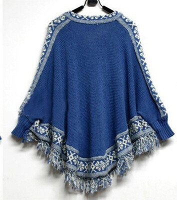 

Women’s Loose Poncho Batwing Cape Tassels Sweater Knitted Top Shawl Wrap Coat