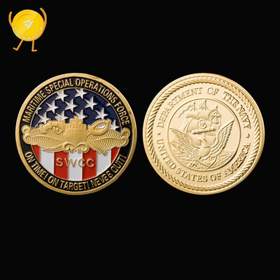 

US navy coin gold plated pirate ship coin