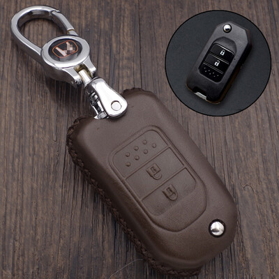 

Che Dapin Honda key bag leather key set CRV Civic Ling Pai Gori URV Accord XRV Binzhi Feng Fan Fit Odyssey car key shell buckle folding two key brown