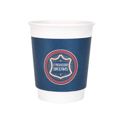 

OTOR 240ml380ml470ml Paper Cups Two Layers Heat-Insulated Disposable Cup with Cover for Coffee&Beverages 100pcs