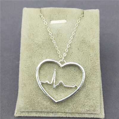 

New Trendy Womens jewelry heart necklace color ecg necklace valentines day gift