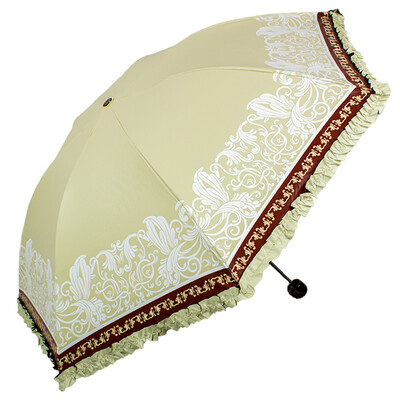 

Paradise Umbrella UPF50 gelatin black silk screen printing spell color skirt three fold umbrella umbrella beige 30041ELCJ