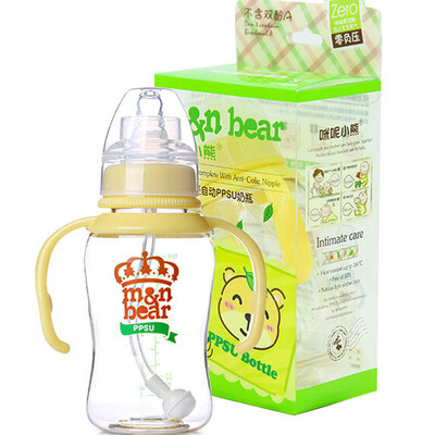 

Jingdong Supermarket Mittle Bear M & N BEAR baby grip the standard caliber automatic straw PES bottle real pacifier 270ml