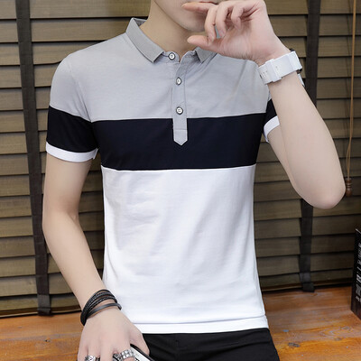 

DaMaiZhang Brand Stripe Slim Polo Fashion Casual Business Shirt Summer Tshirt High Elastic Quality Top Tee for Men