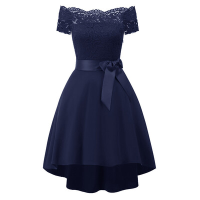 

MisShow Gorgeous Lace Sash Neck Women Dress Rockabilly Bodycon Short Ball Gown Black Bow Sashes Vintage Dress 2018 Summer New