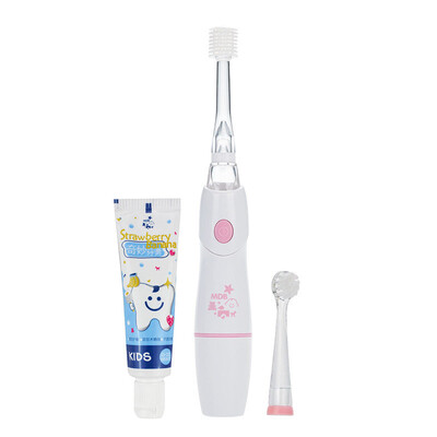 

MDB baby electric toothbrush set 1-3-6 years old child baby 360 degree waterproof toothbrush 25g fluoride-free toothpaste 1 pink