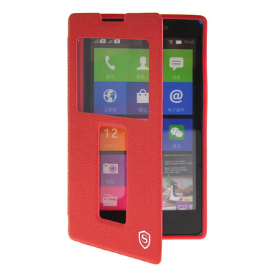

MOONCASE View Window Leather Side Flip Pouch Stand Shell Back ЧЕХОЛ ДЛЯ Nokia XL Red