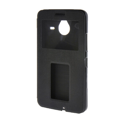 

MOONCASE Сторона Флип жесткий борт тонкий кожаный кронштейн Окно чехол для Microsoft Lumia 640 XL Черный