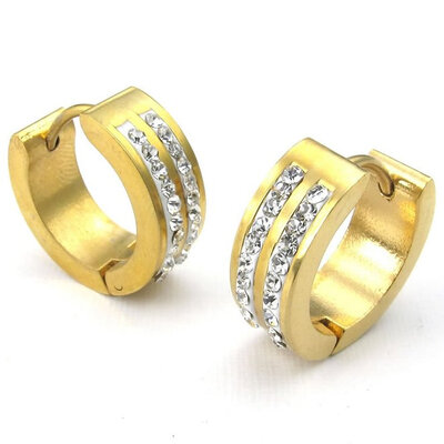 

Hpolw Mens Cubic Zirconia Stainless Steel Stud Huggie Hoop Earrings Set Gold