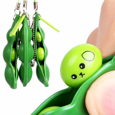 

3PCS EDAMAME Soybean Bean Pea Keychain Phone Bag Charm Stress Relieve Funny Toy Color Green
