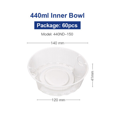 

OTOR 350440590ml Disposable Plastic Inner Bowl Liner Layered Round Tray Take-away Compartment Clear Bowl Liner 60pcs50pcs