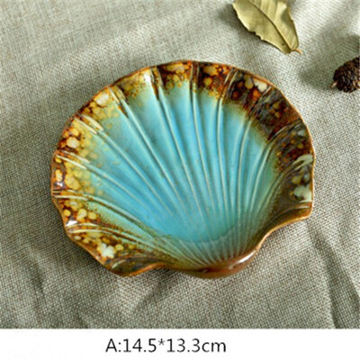 

Mediterranean ceramic crafts fruit plate ornaments small plates dish soap box Starfish sea shell conch porcelain figurines