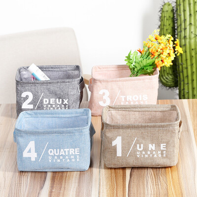 

Shoujian fresh cotton&linen debris storage basket zakka desktop storage box portable fabric storage consolidation basket JD-SN-66 gray