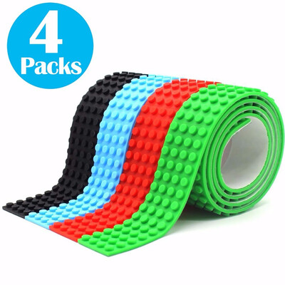 

Block Tapes for Toys Building Block Tape Non-Toxic Food Grade Silicone Toys for Kids Adults Reusable Multi Colour 2 Studs-4 Packs
