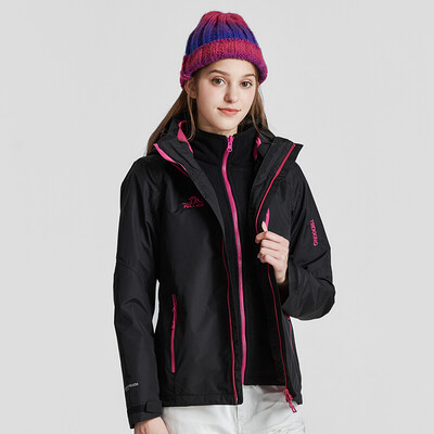

Pelliot&pelliot outdoor jackets men&women three-in-one fleece two-piece mountaineering suit windproof waterproof breathable detachable warm jacket 1844 female black