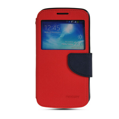 

MOONCASE Classic cross pattern Leather Side Flip Wallet Card Pouch Stand Case Cover For Samsung Galaxy Grand 2 G7106 Red