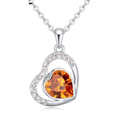 

Heart Pendant Necklace Crystal from Austrian Elements For Women Gifts Statement Jewelry White Gold Plated 22084