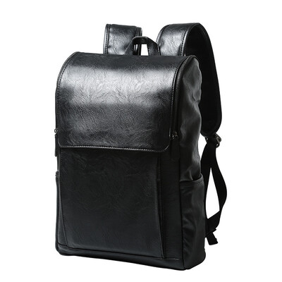 

New Fashion PU Leather Shoulder Backpack for Student Leisure Travel Bag British Computer Male Bag